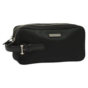 BURBERRY Clutch Bag Nylon Black Silver Auth bs27160